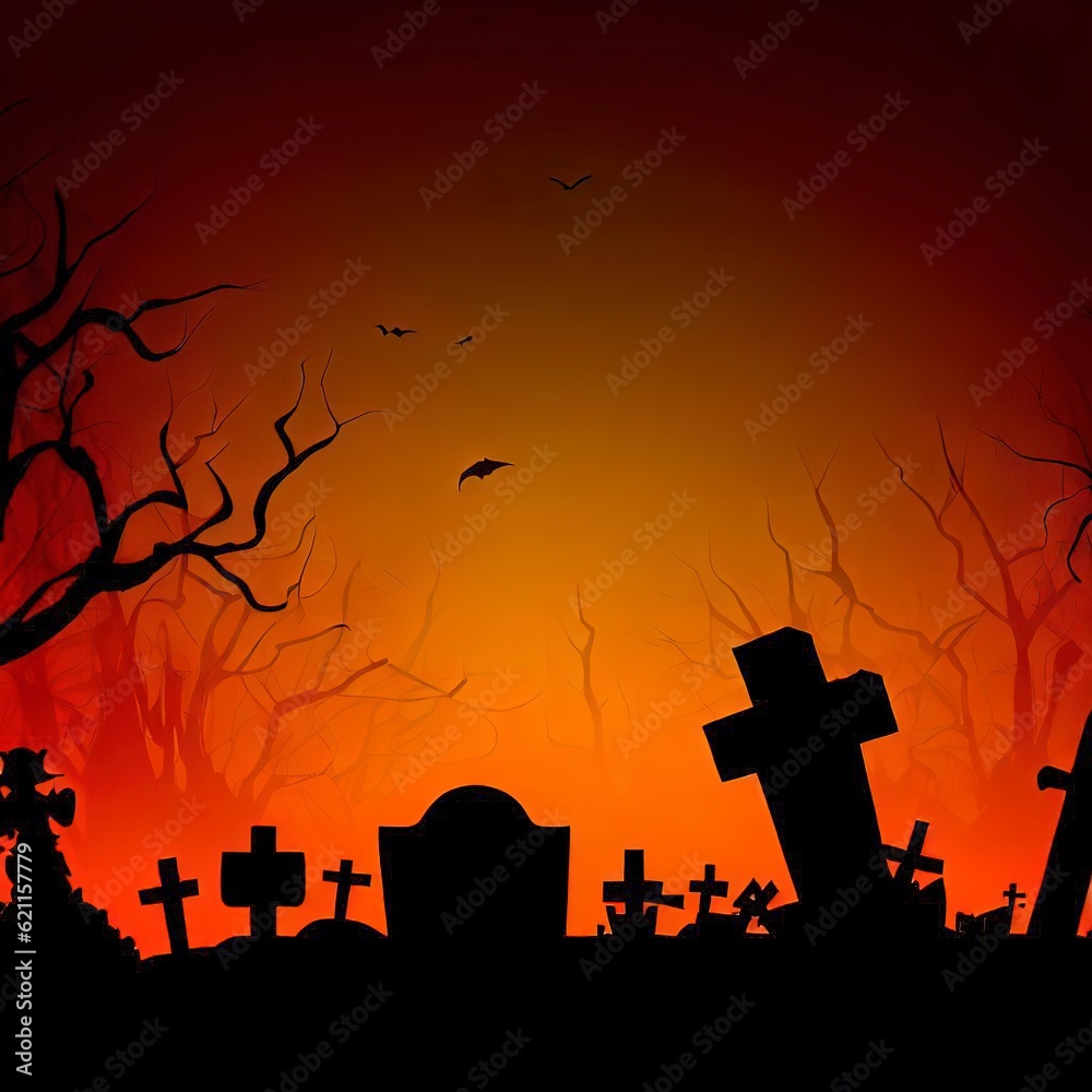 Graveyard silhouette halloween Abstract Background