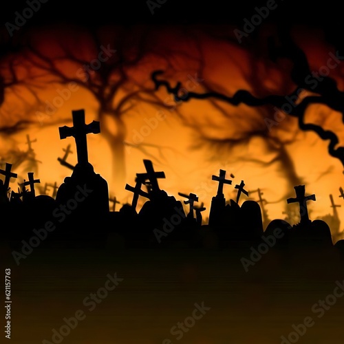 Graveyard silhouette halloween Abstract Background