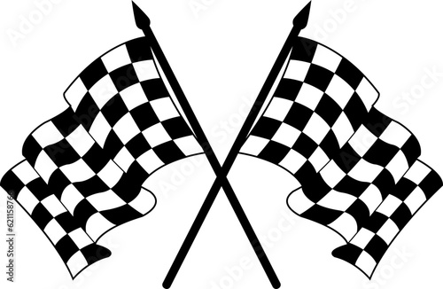 crossed racing flag and chekared flag vector illustration