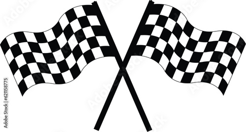 crossed racing flag and chekared flag vector illustration