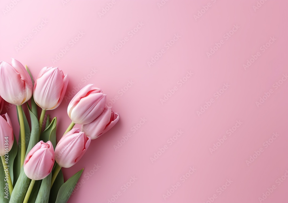 a group of pink tulips on a pink background