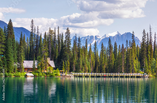 Emerald lake in the Canadian Rockies of Yoho National Park, British Columbia, Canada