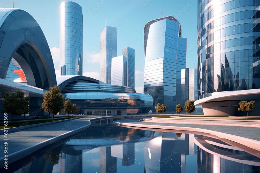 modern city view rendering minimal background modern city view rendering minimal background