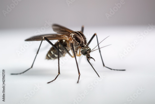 Image of mosquito on white background. Insect. Illustration, Generative AI
