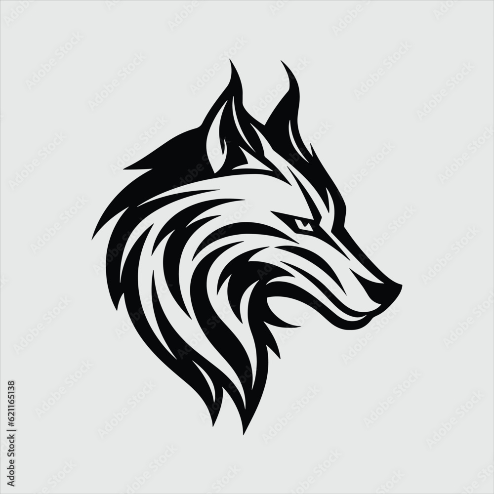 Captivating wolf head illustration. Perfect for design projects. High-quality vector, isolated.