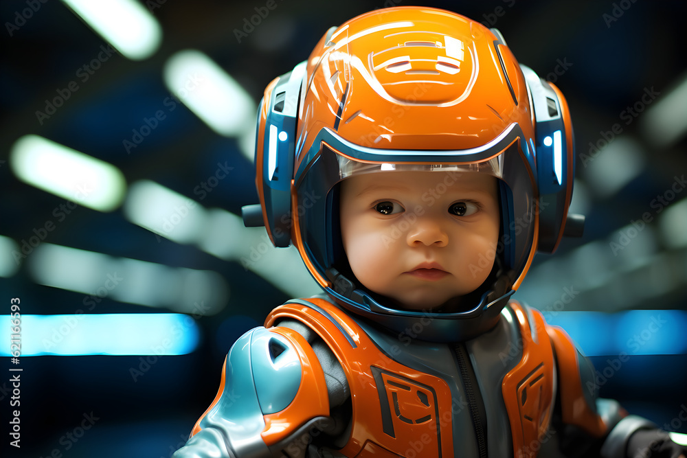 cute baby wearing futuristic spacesuit cute baby wearing futuristic spacesuit