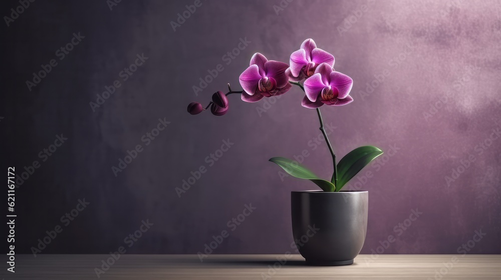 Thoughtful Purple Orchid against a Pastel Toned Textured Background in Cinematic Lighting Thoughtful Purple Orchid against a Pastel Toned Textured Background in Cinematic Lighting