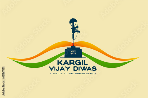 kargil vijay diwas battle background with moustache tricolor design photo