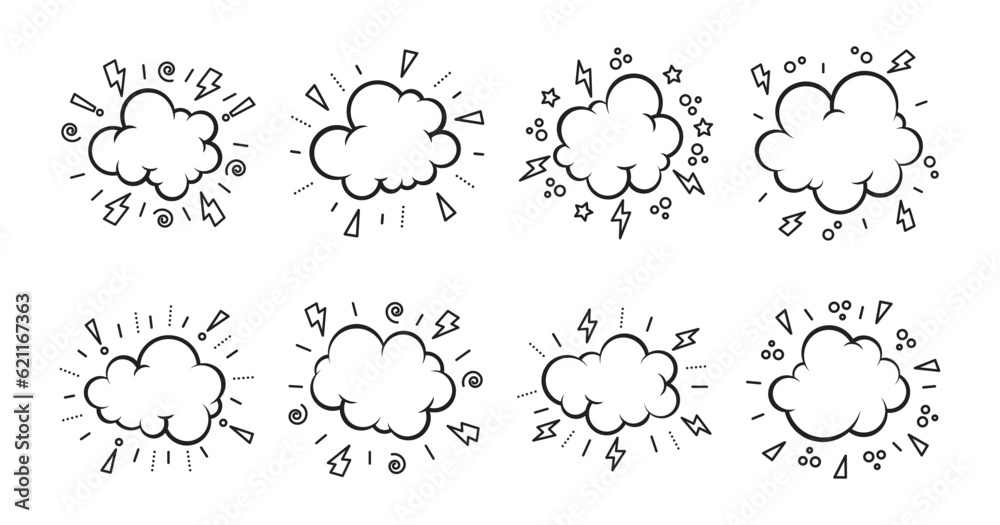 Comic Cloud Collection Set of Thin Line Vector Comic Cloud Collection Set of Thin Line Vector