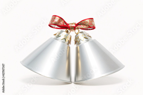 christmas bells with red ribbon generatve ai  photo