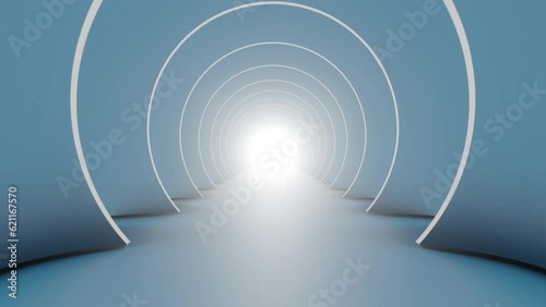 This stock motion graphic shows a light abstract background with a bright glow at the end of the tunnel. This background will decorate your projects.