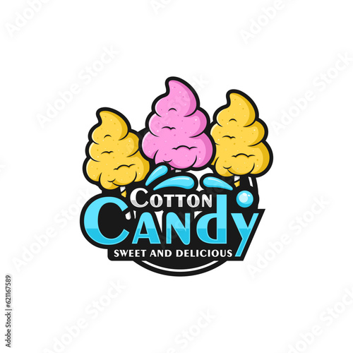 Cotton candy sweet and delicious vector design logo