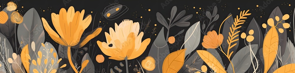 Naklejka premium Exquisite banner wallpaper design featuring flowers