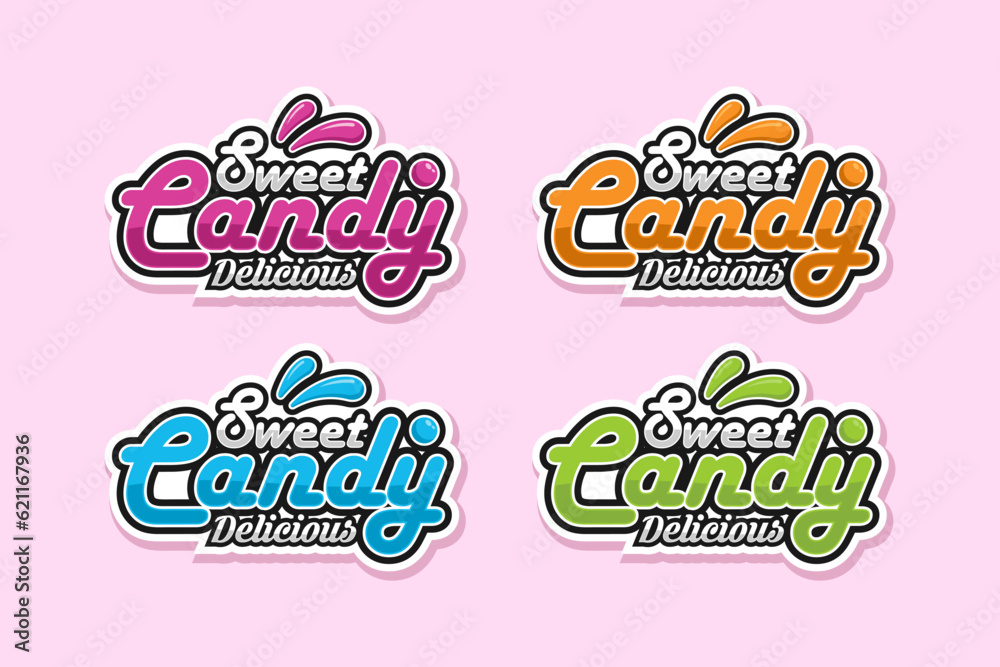 Sweet candy sticker design logo collection