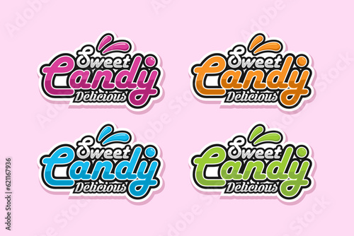 Sweet candy sticker design logo collection