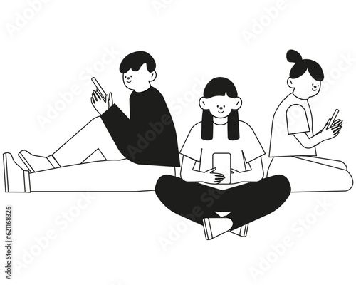 People using smartphones set vector