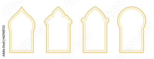 Islamic line shape vector window, door icons