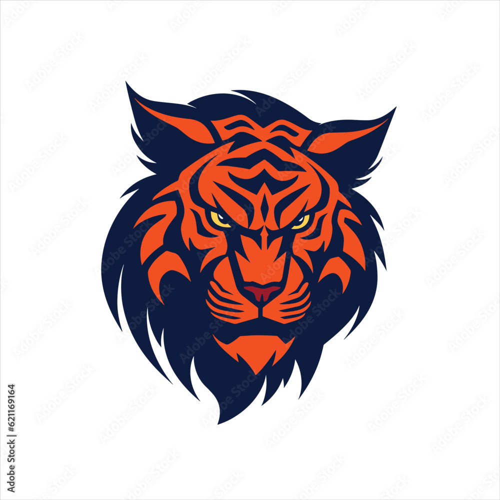 Dynamic tiger mascot logo in vector illustration.
Dynamic tiger mascot logo in vector illustration.