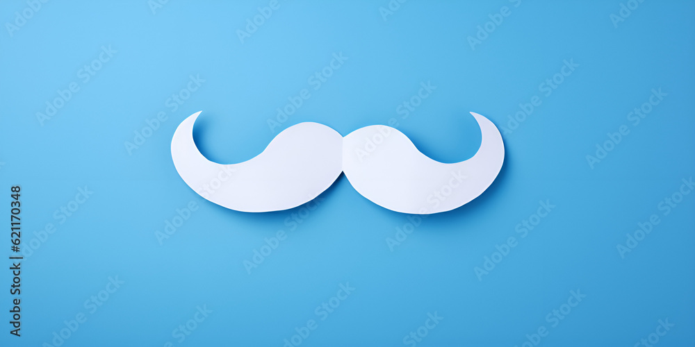 Blue men moustache on blue background