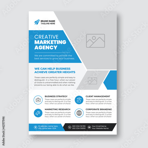 Corporate business flyer design and digital marketing agency brochure cover template 