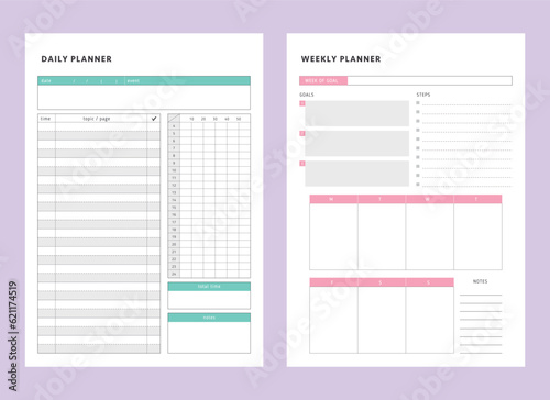 2  set of daily, week planner.  Plan your day make dream happen.	