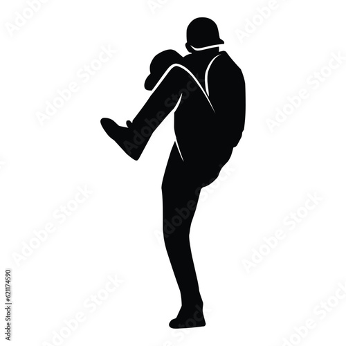 Baseball player silhouette vector, Softball silhouette pose collection