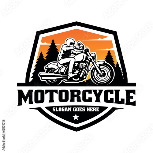 Biker riding motorcycle illustration logo vector isolated