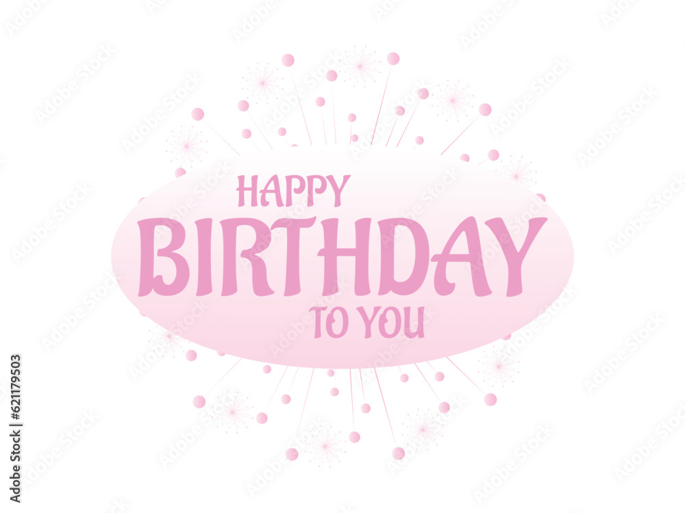 Happy Birthday card vector illustration pink color background design ...