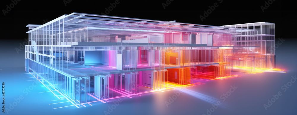 Building of facility design. Factory or manufacturing facility or plant ...