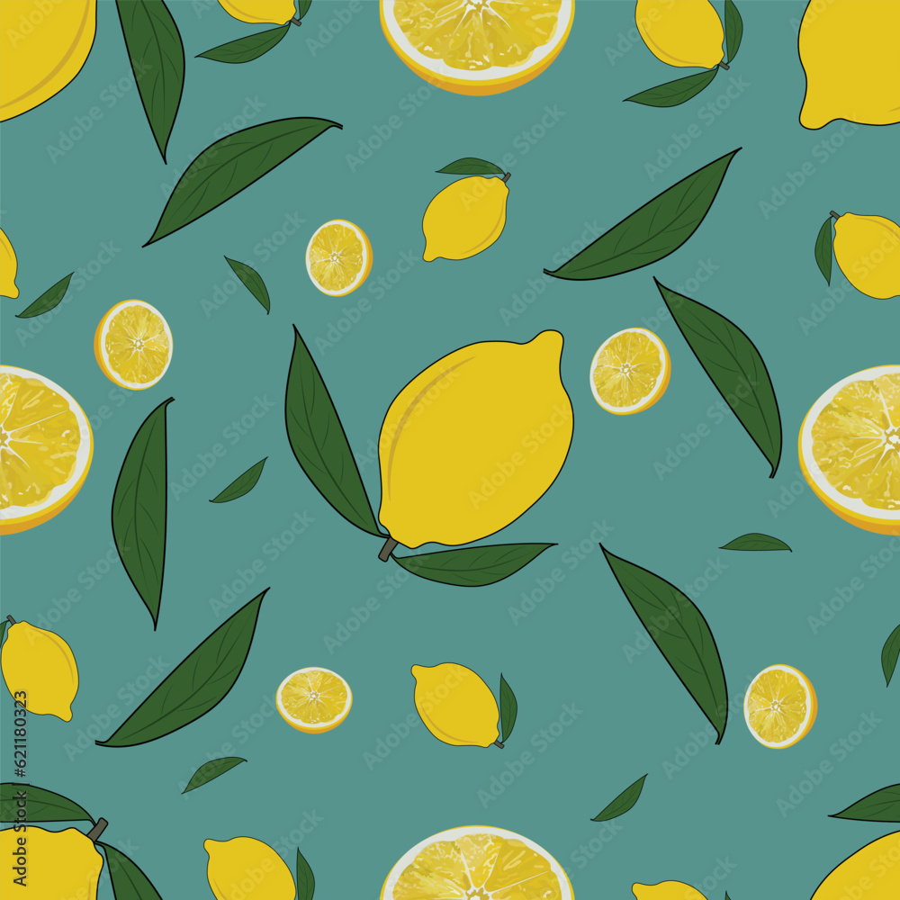 lemons and leaves seamless pattern lemons and leaves seamless pattern