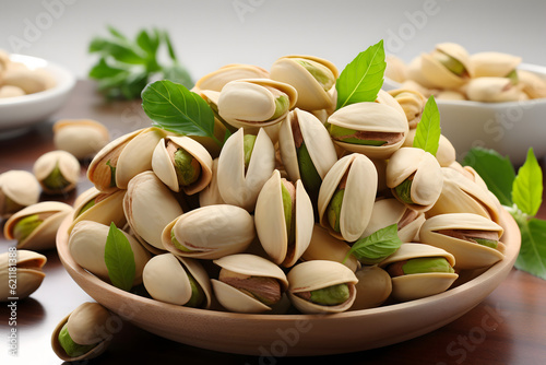 pistachio nuts in a bowl photo