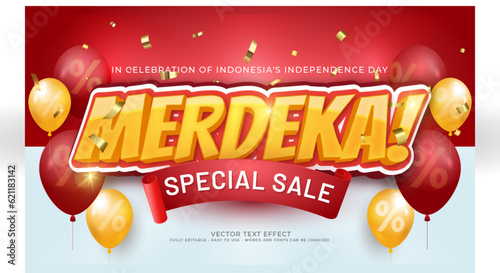 Vector text merdeka sale with 3d style effect