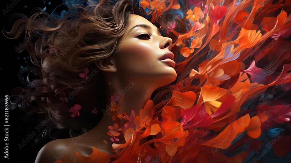 An abstract of a beautiful girl with flower An abstract of a beautiful girl with flower