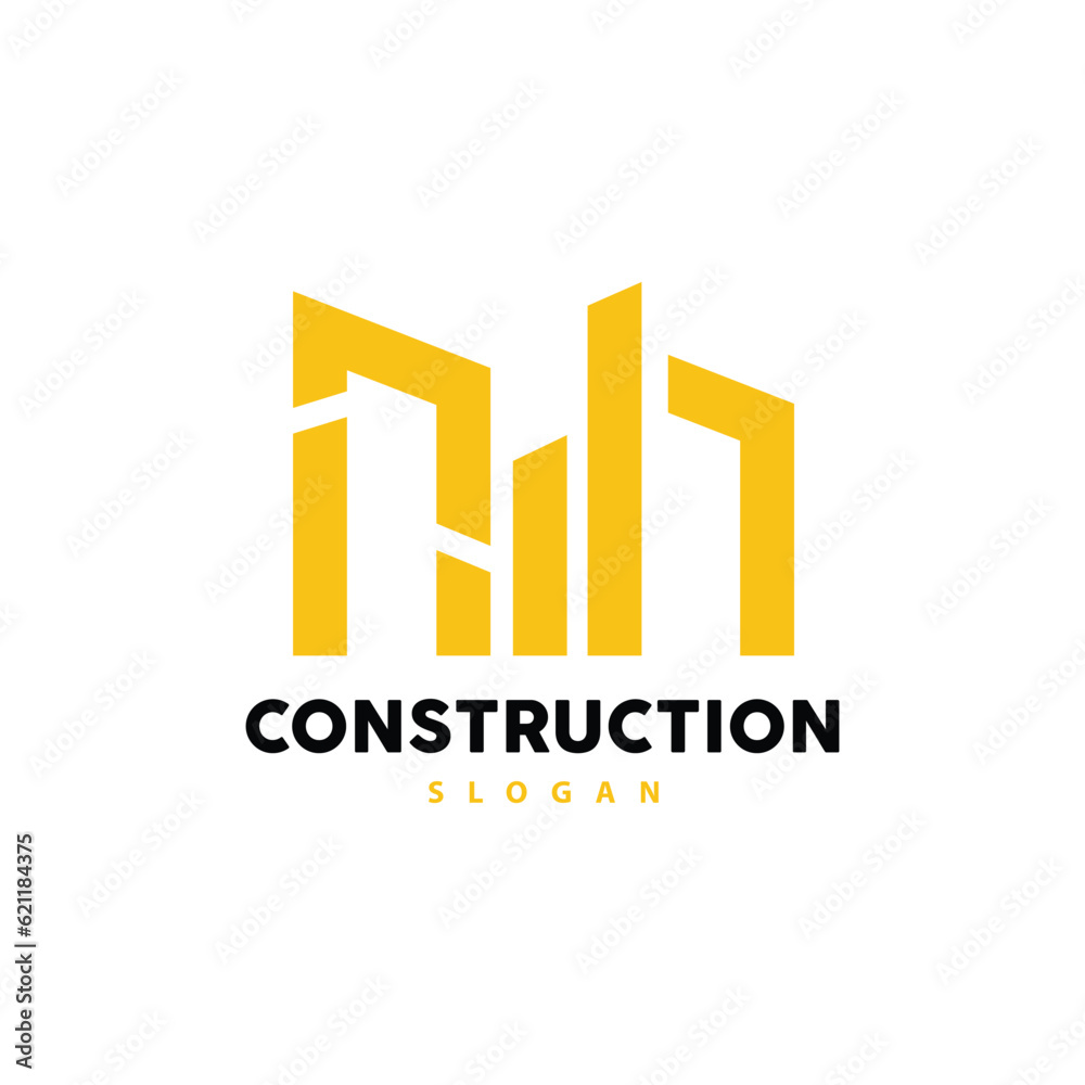 Building Logo, Vector For Building Construction, Premium Simple Line Design