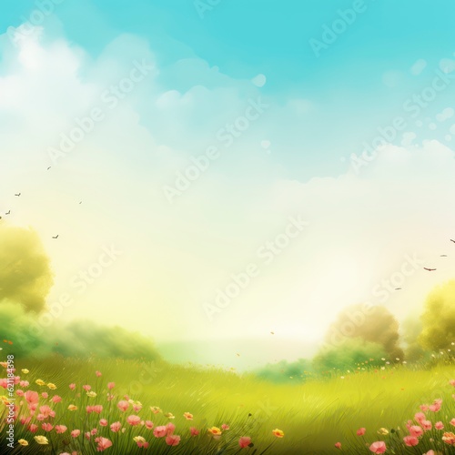 A spring background with empty space. Generative AI