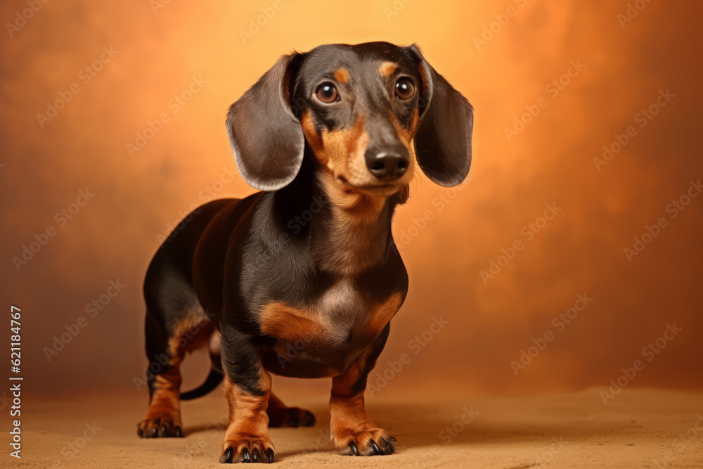 Cute Dachshund in nature, national geography, Wide life animals. AI Generated.