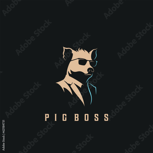 pig face logo vintage style