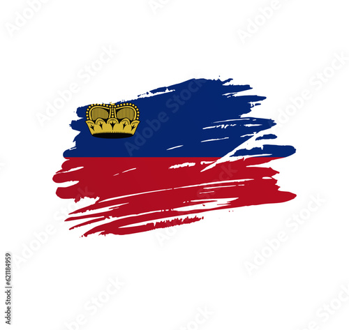 Liechtenstein flag - nation vector country flag trextured in grunge scratchy brush stroke.