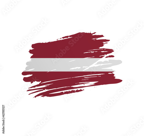 Latvia flag - nation vector country flag trextured in grunge scratchy brush stroke.