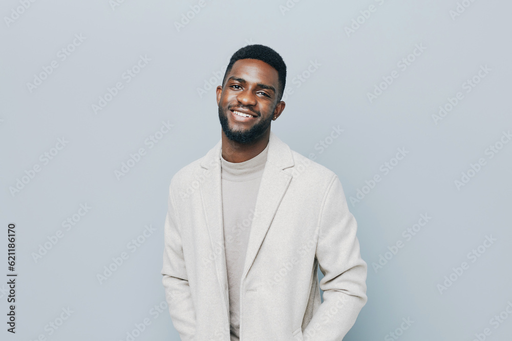 Obraz premium happy man african smile emotion confident portrait smiling young black american professional