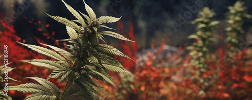 Cannabis plant in the nature. generative ai