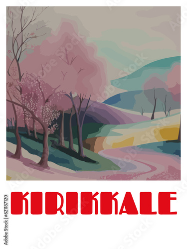 Kırıkkale: Retro tourism poster with a Turkish landscape and the headline Kırıkkale / Kırıkkale photo