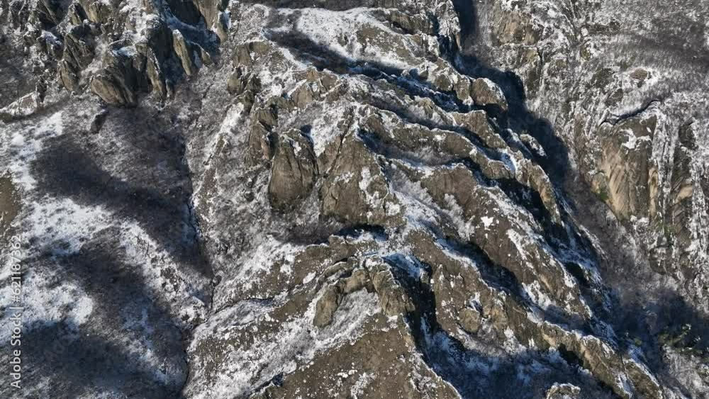 Aerial view of snowy Birtvisi rocky landscape in Kvemo karli region. Georgia Aerial view of snowy Birtvisi rocky landscape in Kvemo karli region. Georgia