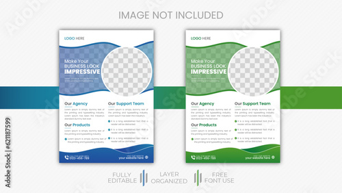 Corporate business flyer template design set with two color and image.