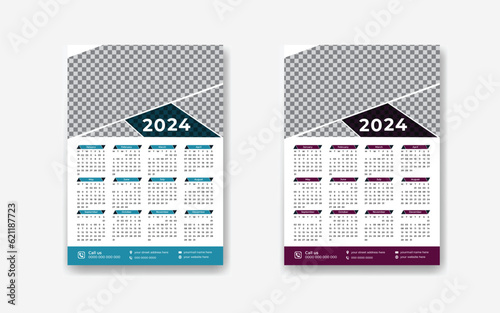  2024 new year modern wall calendar design template 