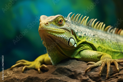 Cute Iguana in nature  national geography  Wide life animals. AI Generated.