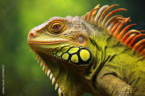 Cute Iguana in nature  national geography  Wide life animals. AI Generated.