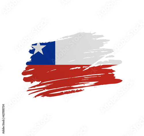 Chile flag - nation vector country flag trextured in grunge scratchy brush stroke.