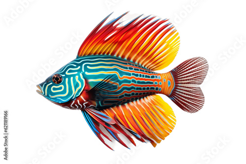 Vibrant and colorful fish swimming against a transparent background  Generative Ai