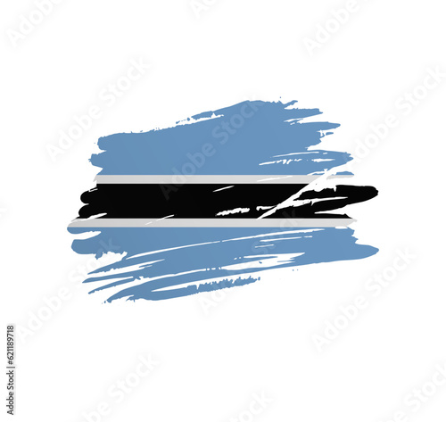 Botswana flag - nation vector country flag trextured in grunge scratchy brush stroke. photo